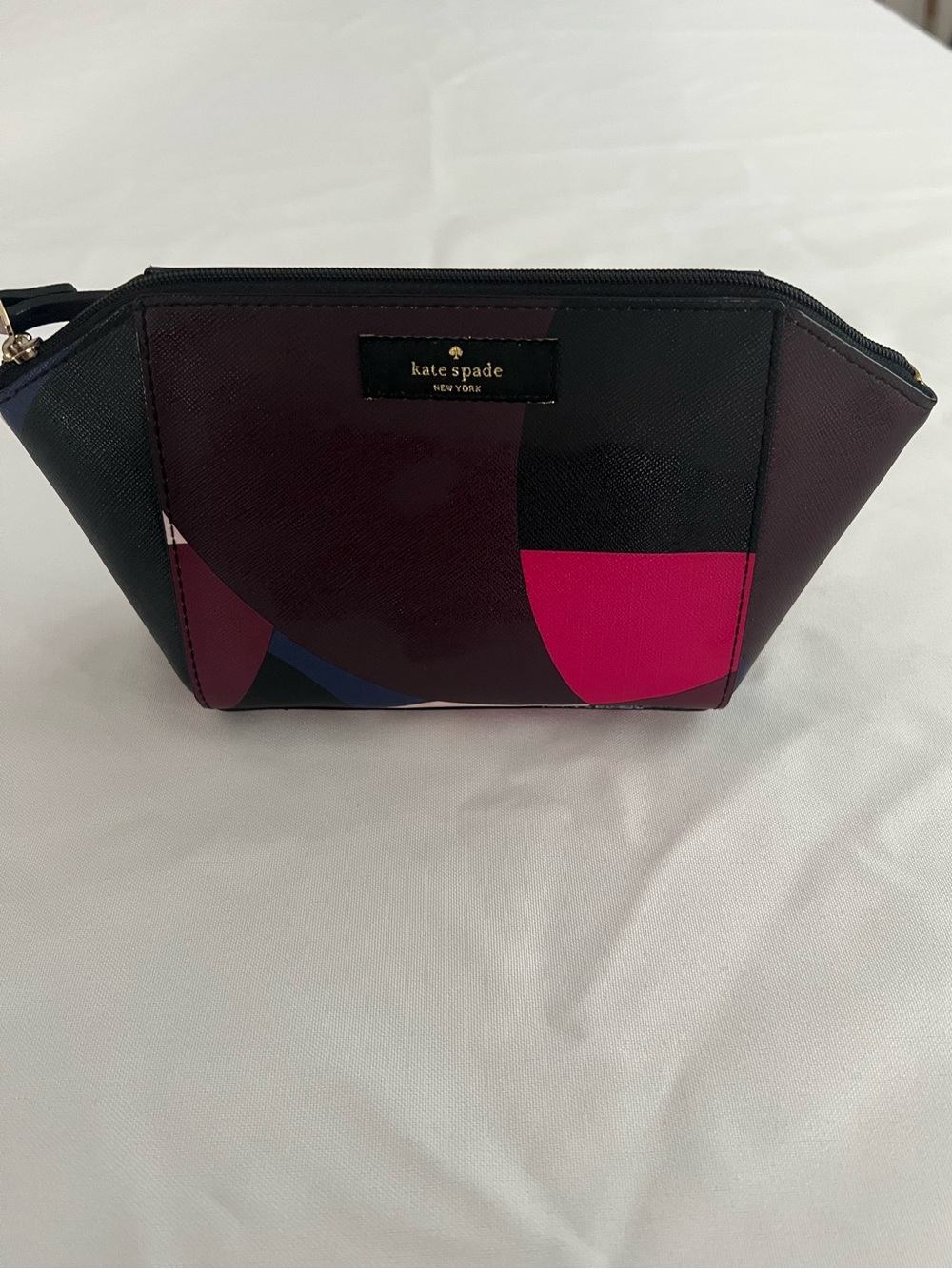 kate spade Colorblock Zip Cosmetic Pouch in Pink, Black & Plum